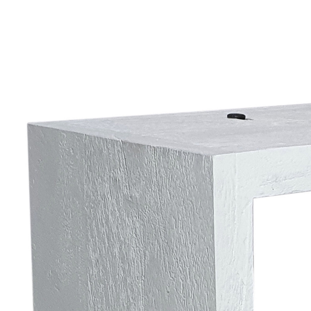 Benjara 18 Inch Rectangular Wall Shelf, Acacia Wood Frame, White Washed Finish