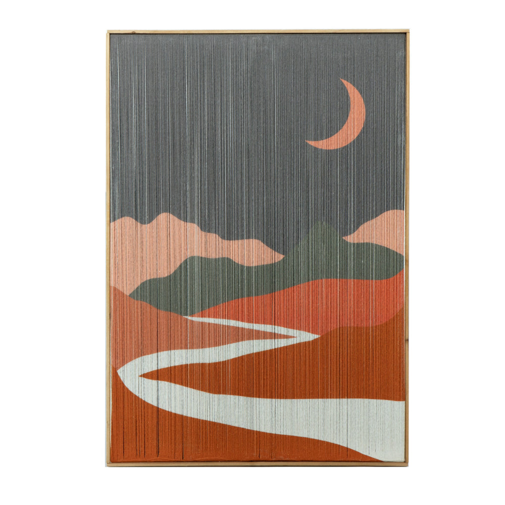 Benjara 27 x 38 Wall Art Set of 2, Day And Night Design, Fir Wood, Orange, Gray