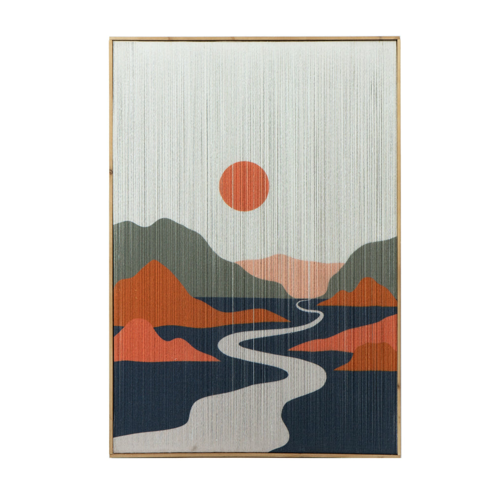 Benjara 27 x 38 Wall Art Set of 2, Day And Night Design, Fir Wood, Orange, Gray