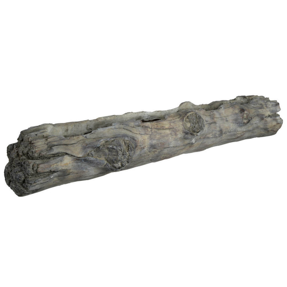 Benjara 28 Inch Wall Shelf, Tree Trunk Design Home Decor, Gray Polyresin Finish