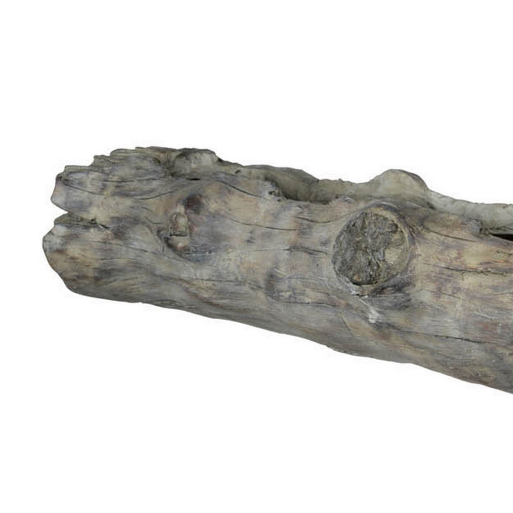 Benjara 28 Inch Wall Shelf, Tree Trunk Design Home Decor, Gray Polyresin Finish