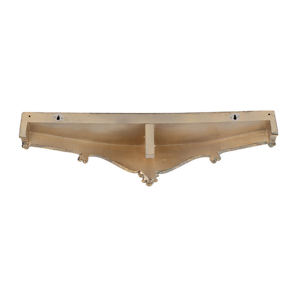 Benjara Riry 23 Inch Wall Plaque Shelf, Dotted Texture, Metal, Gold Resin Finish