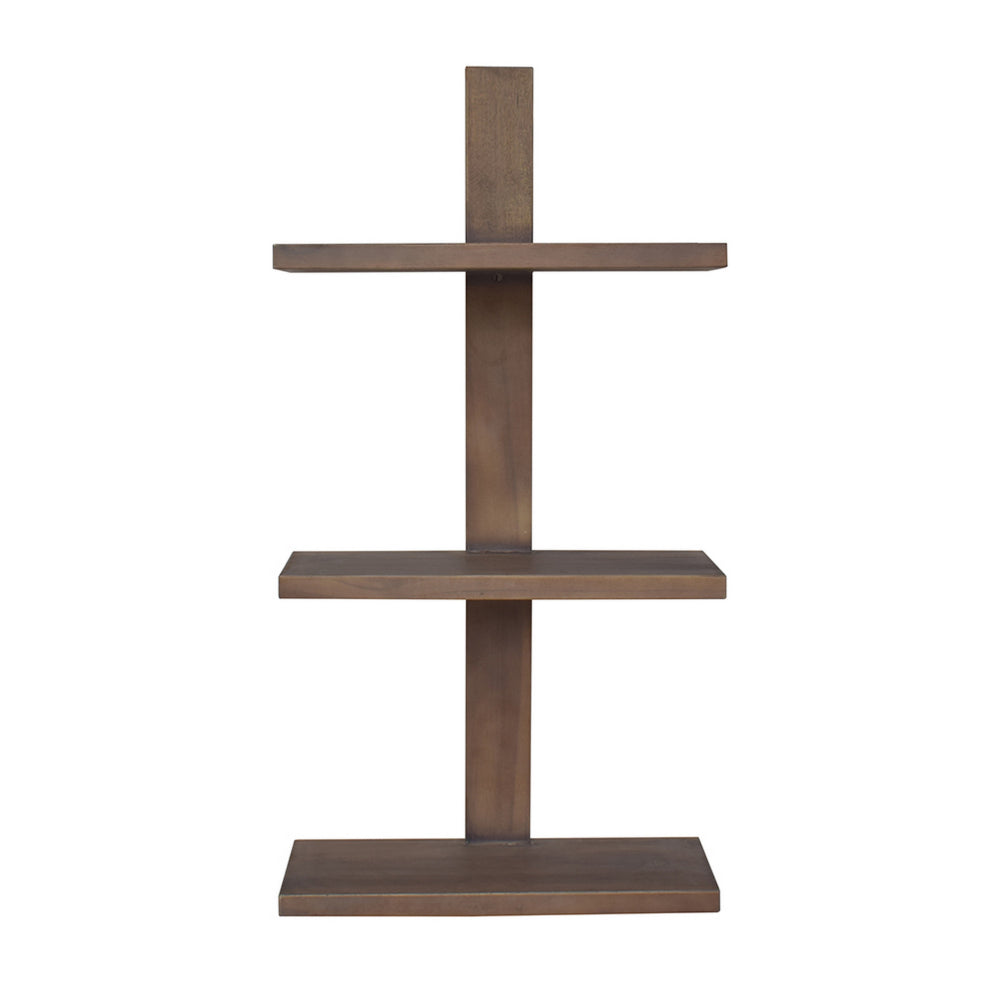 Benjara Firy 37 Inch Set of 2 Hanging Shelves, 3 Tiers, Natural Waru Wood Finish