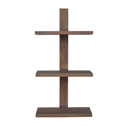 Benjara Firy 37 Inch Set of 2 Hanging Shelves, 3 Tiers, Natural Waru Wood Finish