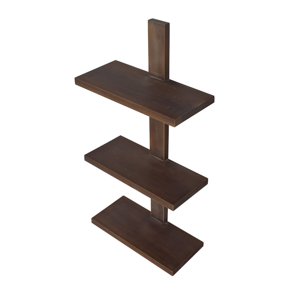 Benjara Firy 37 Inch Set of 2 Hanging Shelves, 3 Tiers, Natural Waru Wood Finish