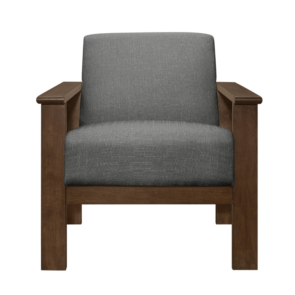 Benjara Bella 32 Inch Accent Chair Armchair, Storage Arms, Light Gray, Solid Wood