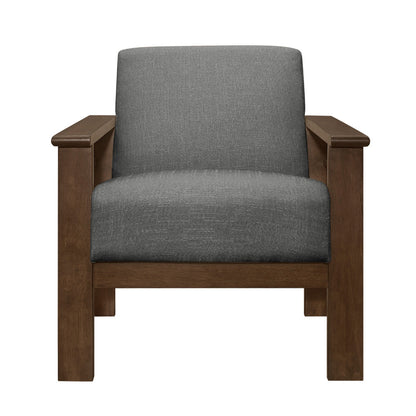 Benjara Bella 32 Inch Accent Chair Armchair, Storage Arms, Light Gray, Solid Wood