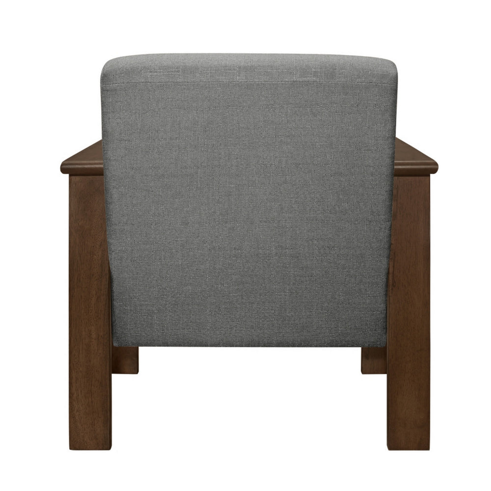 Benjara Bella 32 Inch Accent Chair Armchair, Storage Arms, Light Gray, Solid Wood