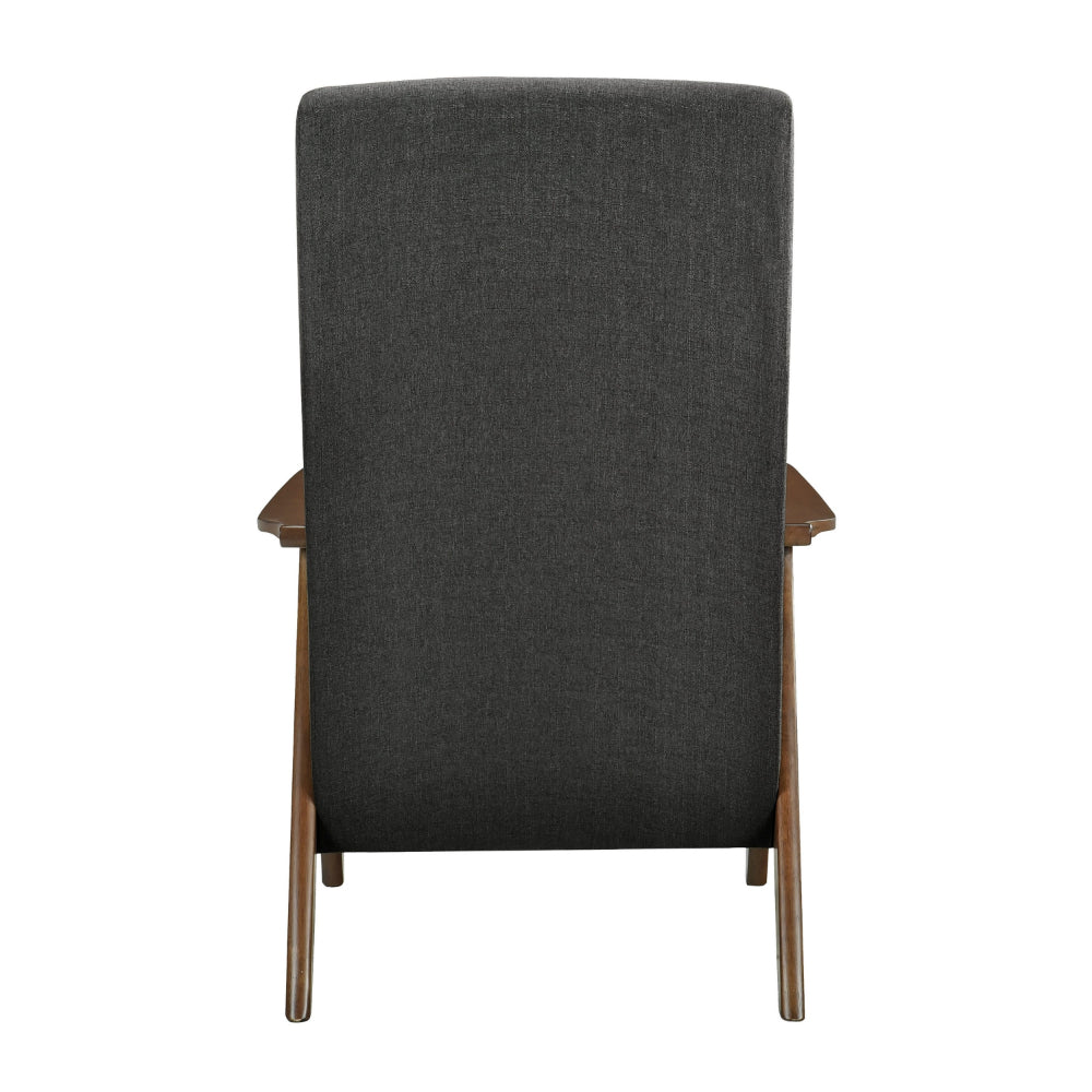 Benjara Mary 32 Inch Accent Chair Armchair, Dark Gray Polyester Linen, Solid Wood