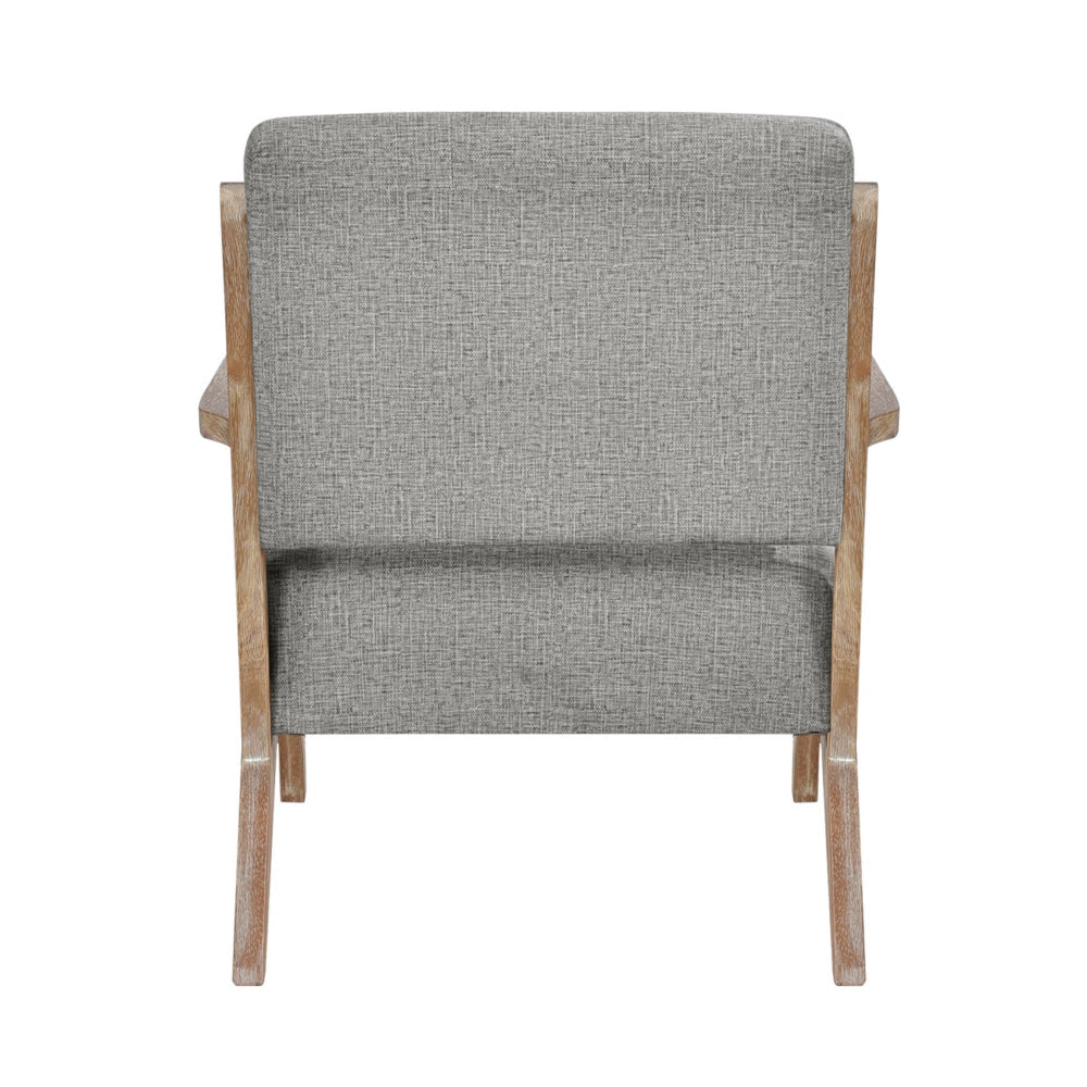 Benjara Edra 33 Inch Accent Armchair, Wood Frame, Light Gray Polyester Cushions