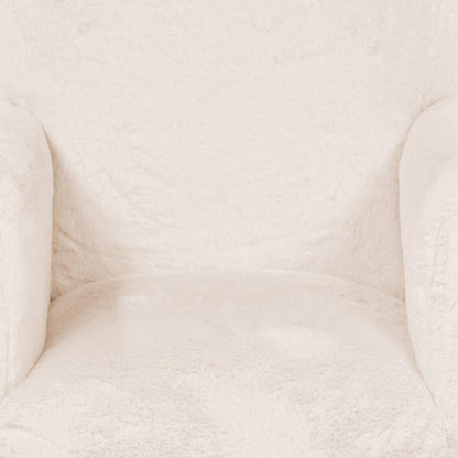 Benjara Tye 19 Inch Kids Sofa Chair, White Soft Faux Fur Padded Seat, Round Legs