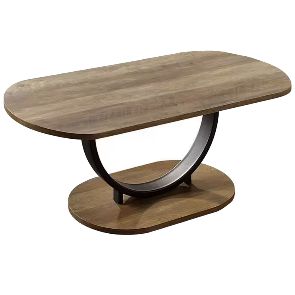 Benjara Obin 3 Piece Coffee And End Table Set, Brown MDF, Black U Shape Steel Base