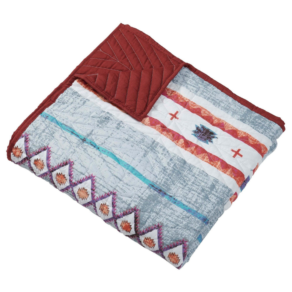 Benjara Pimi 50 x 60 Quilted Throw Blanket, Polyester Fill, Southwest Boho Style