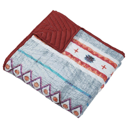 Benjara Pimi 50 x 60 Quilted Throw Blanket, Polyester Fill, Southwest Boho Style