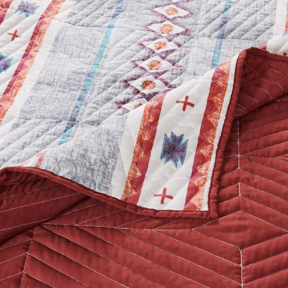 Benjara Pimi 50 x 60 Quilted Throw Blanket, Polyester Fill, Southwest Boho Style
