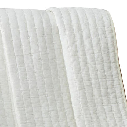 Benjara Xumi 50 x 60 Inch Quilted Throw Blanket, Channel Quilting, Antique White