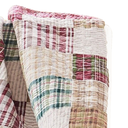 Benjara Evi 50 x 60 Inch Quilted Patchwork Throw Blanket, Soft Multicolor Cotton