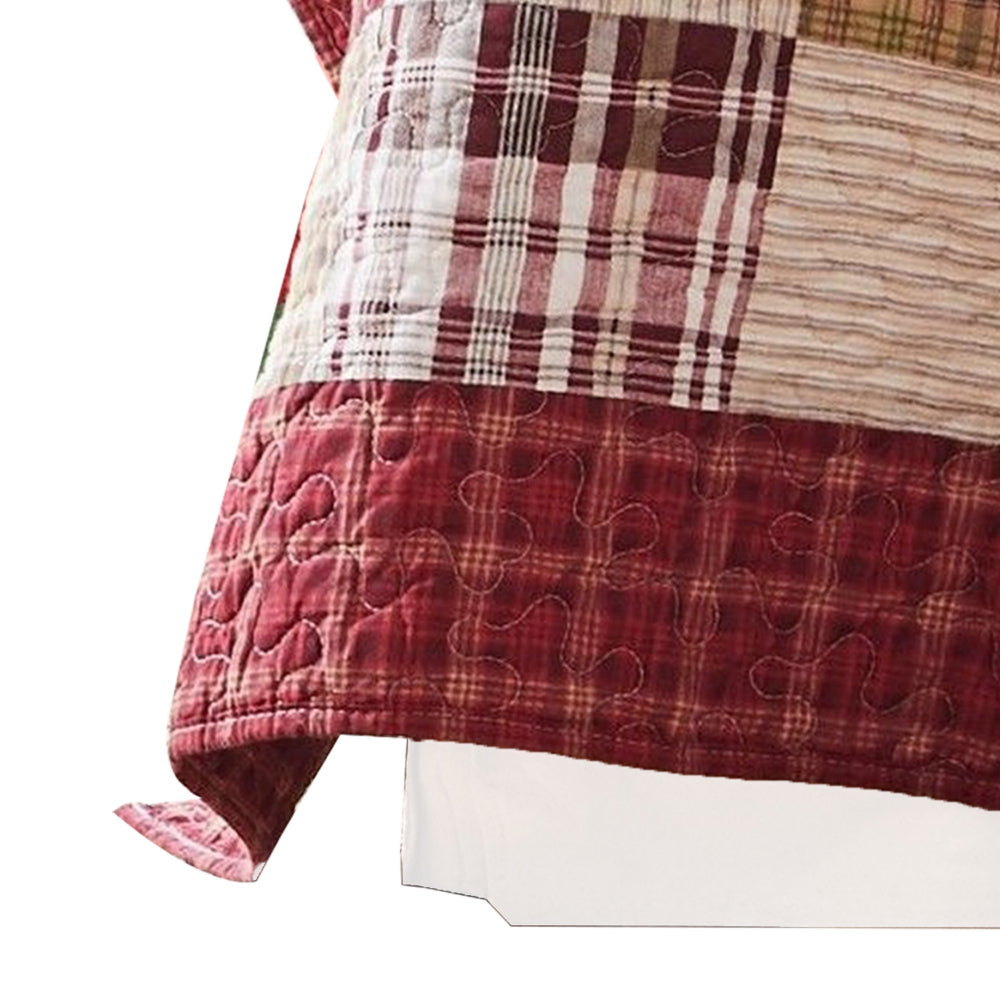 Benjara Evi 50 x 60 Inch Quilted Patchwork Throw Blanket, Soft Multicolor Cotton