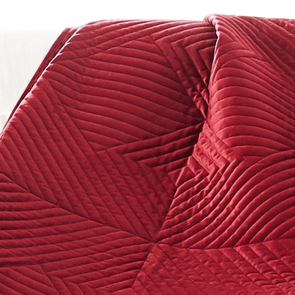 Benjara Ahab 50 x 60 Inch Quilted Throw Blanket with Fill, Dutch Velvet Face, Red