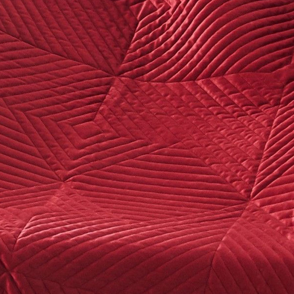 Benjara Ahab 50 x 60 Inch Quilted Throw Blanket with Fill, Dutch Velvet Face, Red
