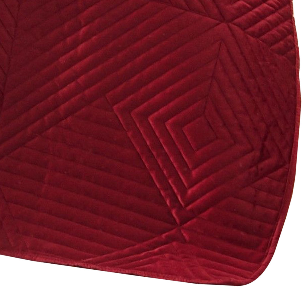 Benjara Ahab 50 x 60 Inch Quilted Throw Blanket with Fill, Dutch Velvet Face, Red