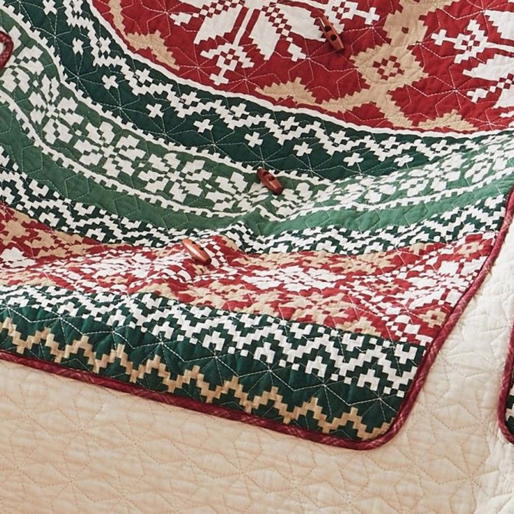 Benjara 50 x 60 Inch Cotton Quilted Throw Blanket, Christmas Sweater Print, Red