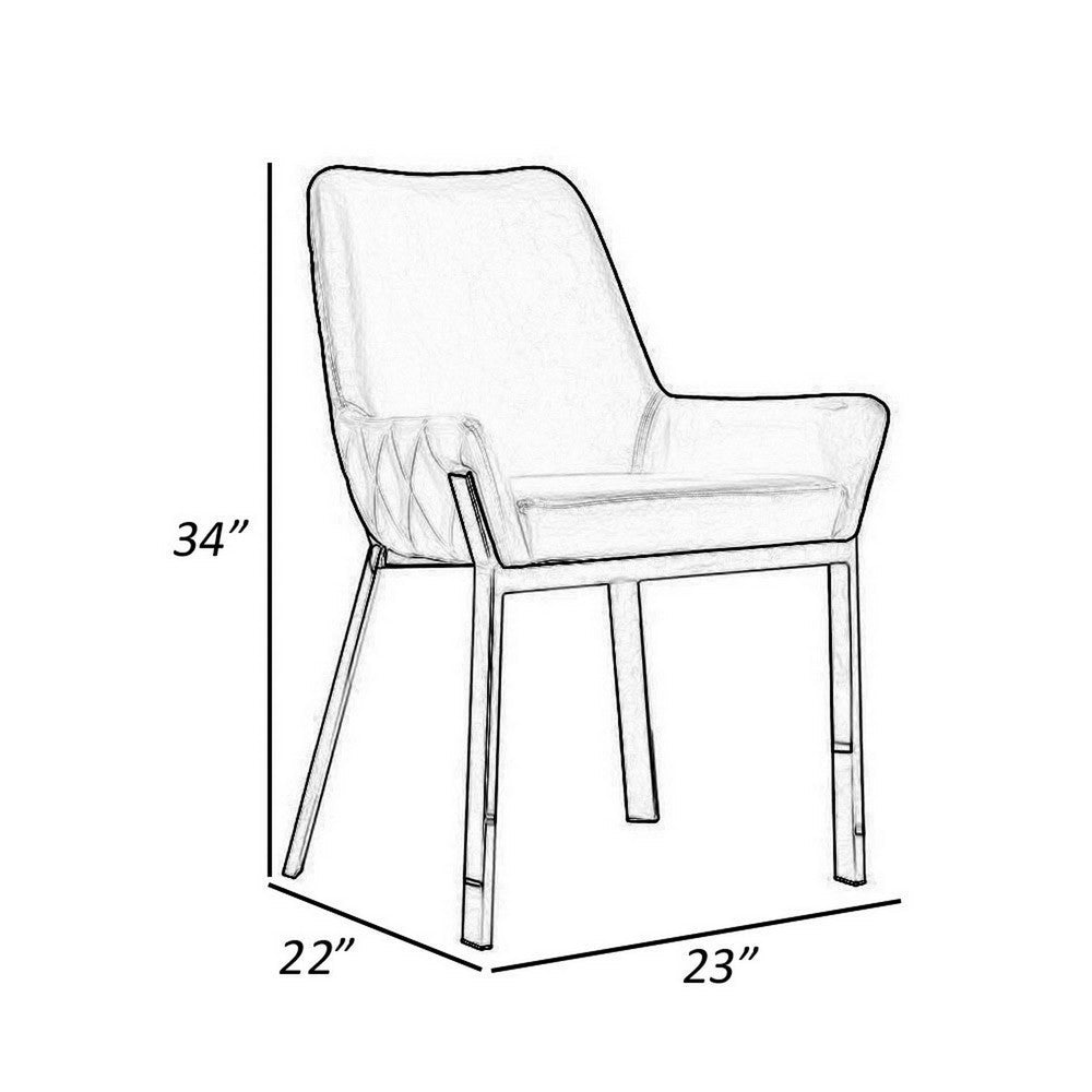Benjara Fuma 23 Inch Set of 2 Dining Chairs, Foam Fill, Modern Gray Velvet, Silver