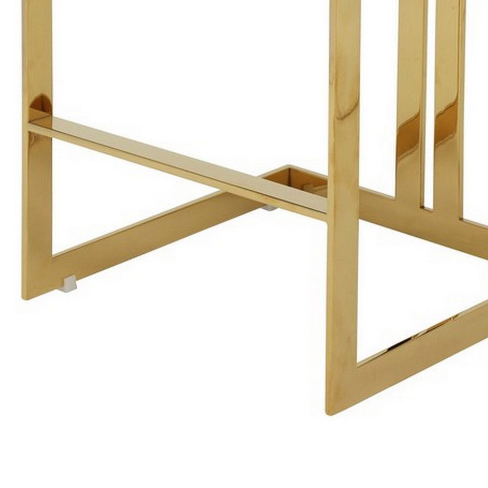 Benjara Zie 30 Inch Barstool Chair, Gray Velvet Padded Seat, Gold Steel Finish