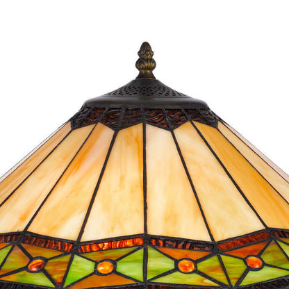 Benjara Dio 62 Inch Table Lamp, Colorful Tiffany Style Stained Glass, Bronze Resin