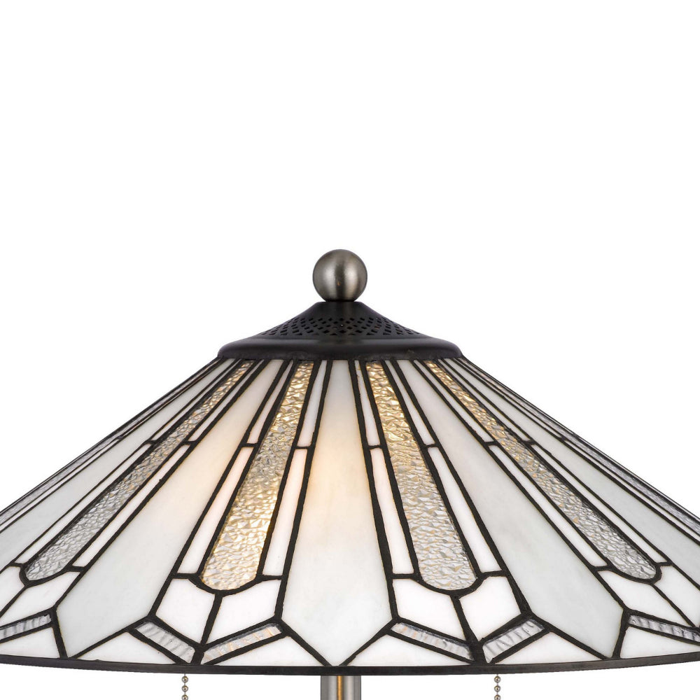 Benjara Kio 23 Inch Table Lamp, Modern Tiffany Style Stained Glass, Silver Metal