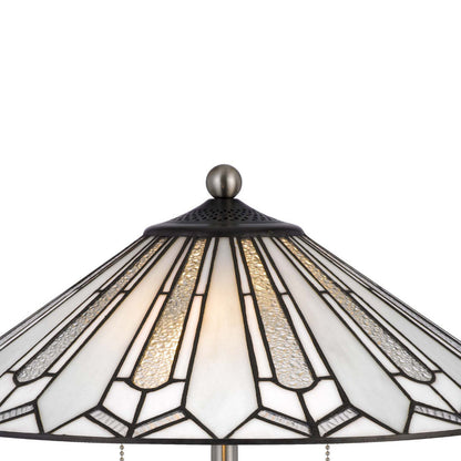 Benjara Kio 23 Inch Table Lamp, Modern Tiffany Style Stained Glass, Silver Metal