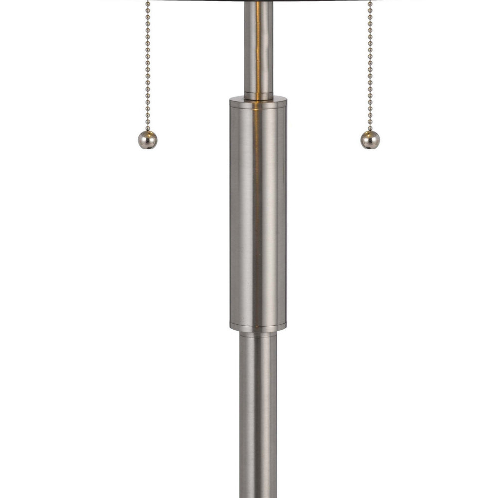 Benjara Kio 23 Inch Table Lamp, Modern Tiffany Style Stained Glass, Silver Metal