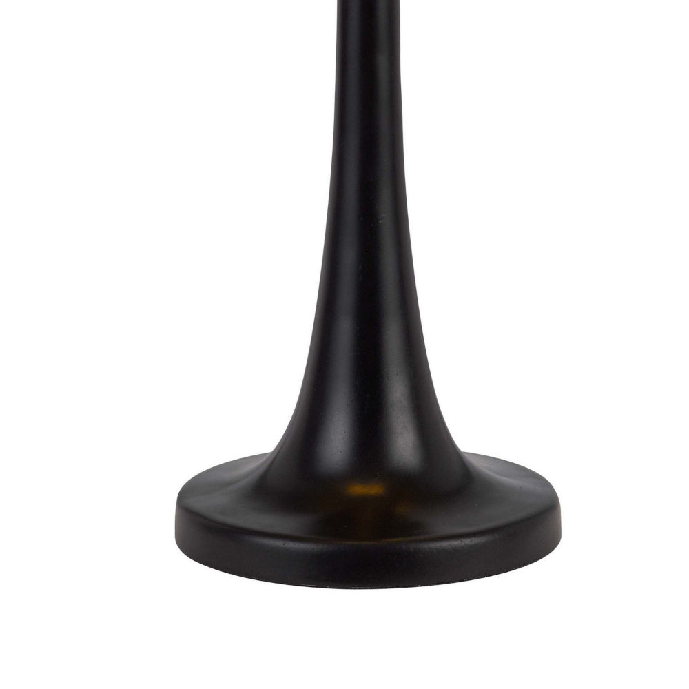 Benjara 24 Inch Table Lamp, Tiffany Style Stained Glass, Pull Chain, Black Resin