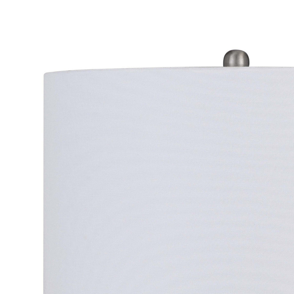 Benjara 34 Inch Table Lamp Set of 2, White Shade, Glass Vase Shape And Metal Base