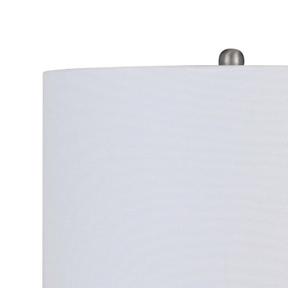 Benjara 34 Inch Table Lamp Set of 2, White Shade, Glass Vase Shape And Metal Base