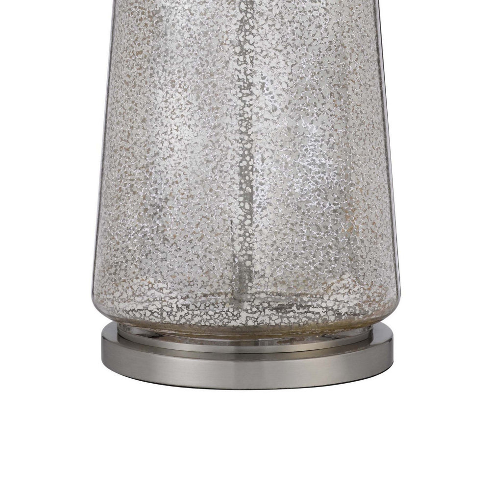 Benjara 34 Inch Table Lamp Set of 2, White Shade, Glass Vase Shape And Metal Base