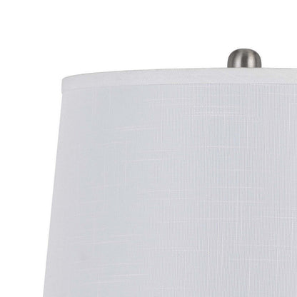 Benjara 28 Inch Table Lamp Set of 2, White Shade, Elegant Curved Glass, Metal Base