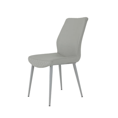 Benjara Rura 25 Inch Dining Chair Set of 2, Diamond Quilted Gray Faux Leather