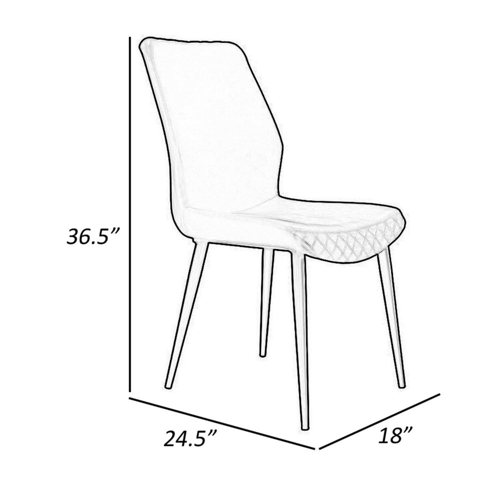 Benjara Rura 25 Inch Dining Chair Set of 2, Diamond Quilted White Faux Leather