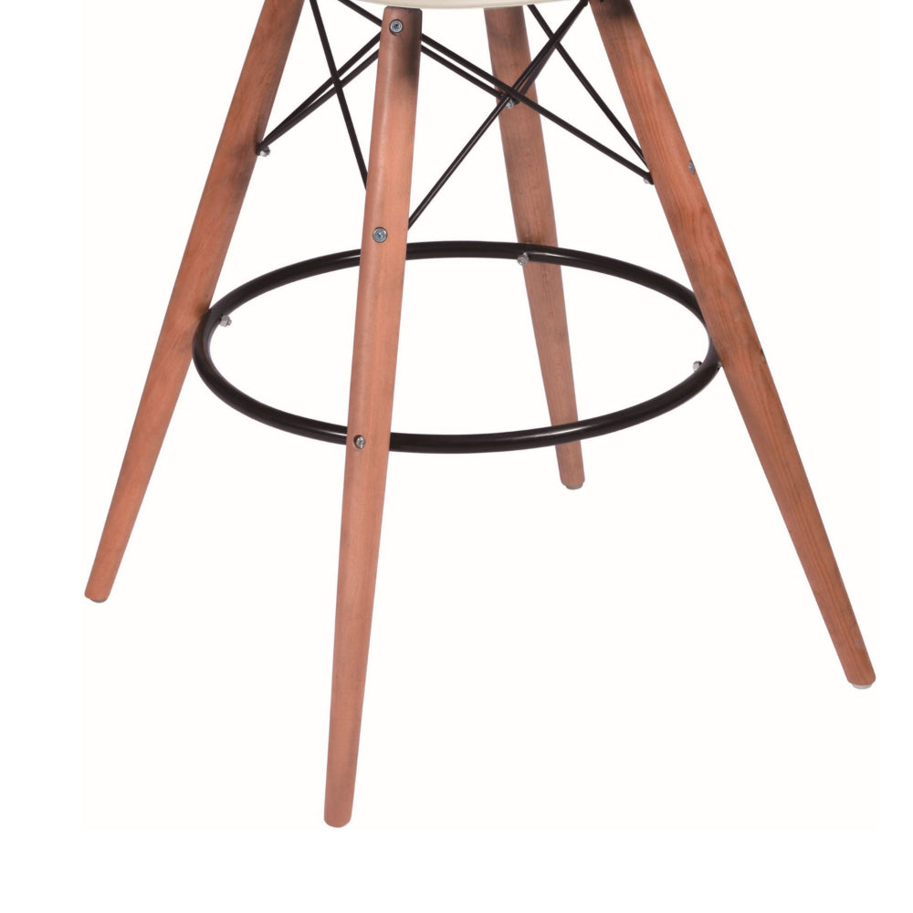 Benjara 30 Inch Barstool Chair Set of 2, Rounded Silhouette, Brown Wood Legs