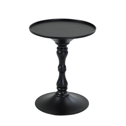 Benjara Wowi 23 Inch Side End Table, Round Hourglass Turned Base, Black Finish