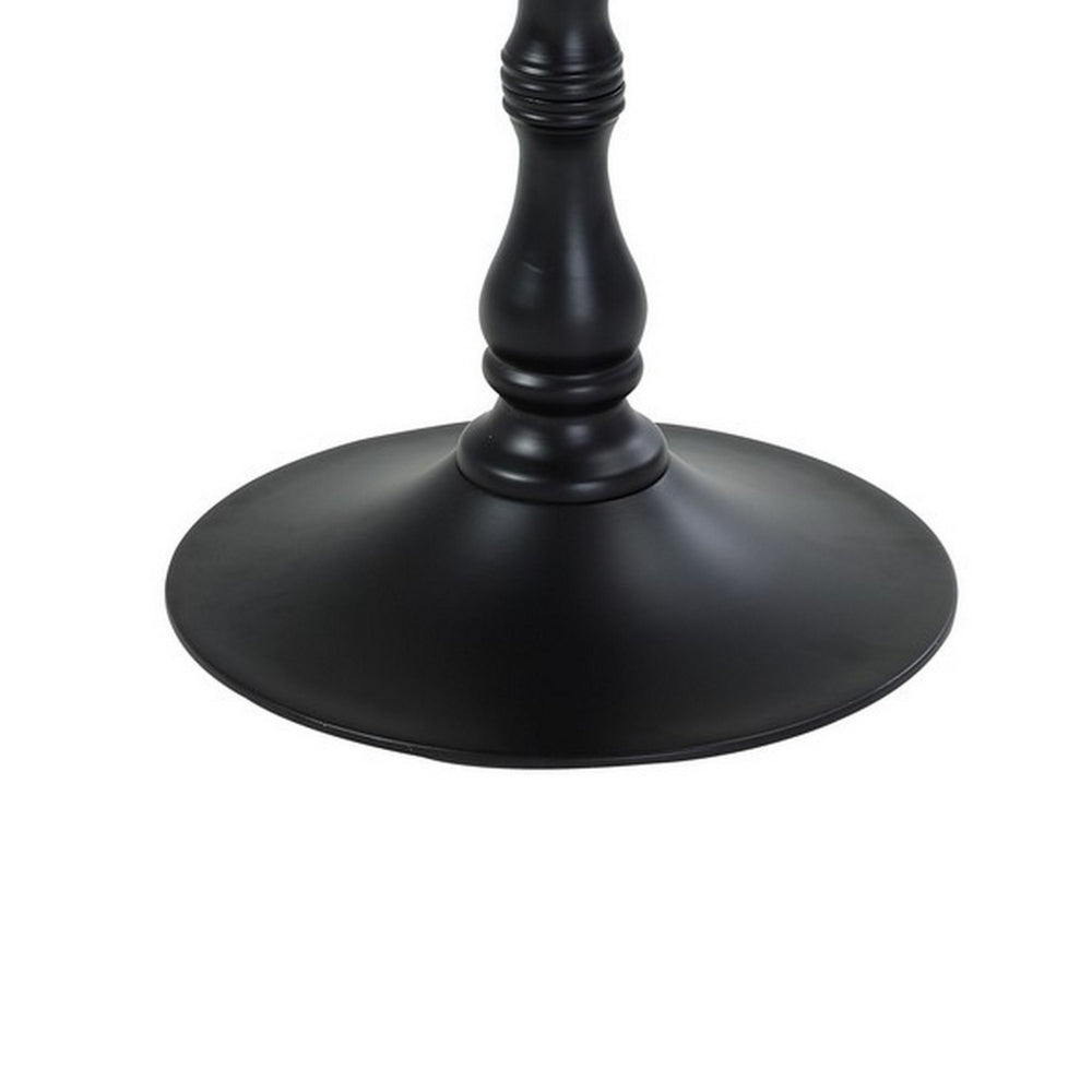 Benjara Wowi 23 Inch Side End Table, Round Hourglass Turned Base, Black Finish