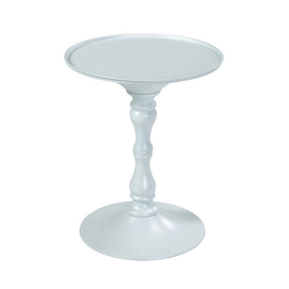 Benjara Wowi 23 Inch Side End Table, Round Hourglass Turned Base, White Finish