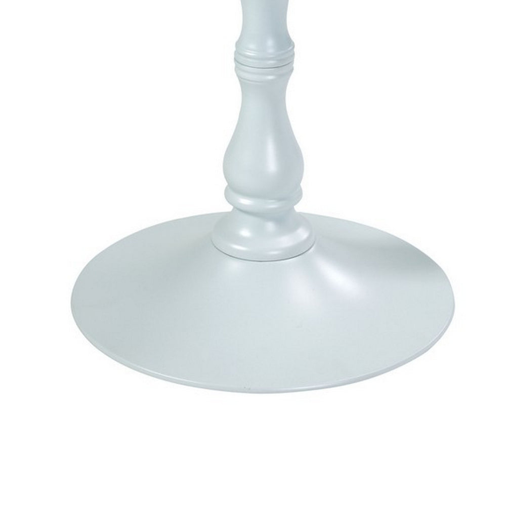 Benjara Wowi 23 Inch Side End Table, Round Hourglass Turned Base, White Finish