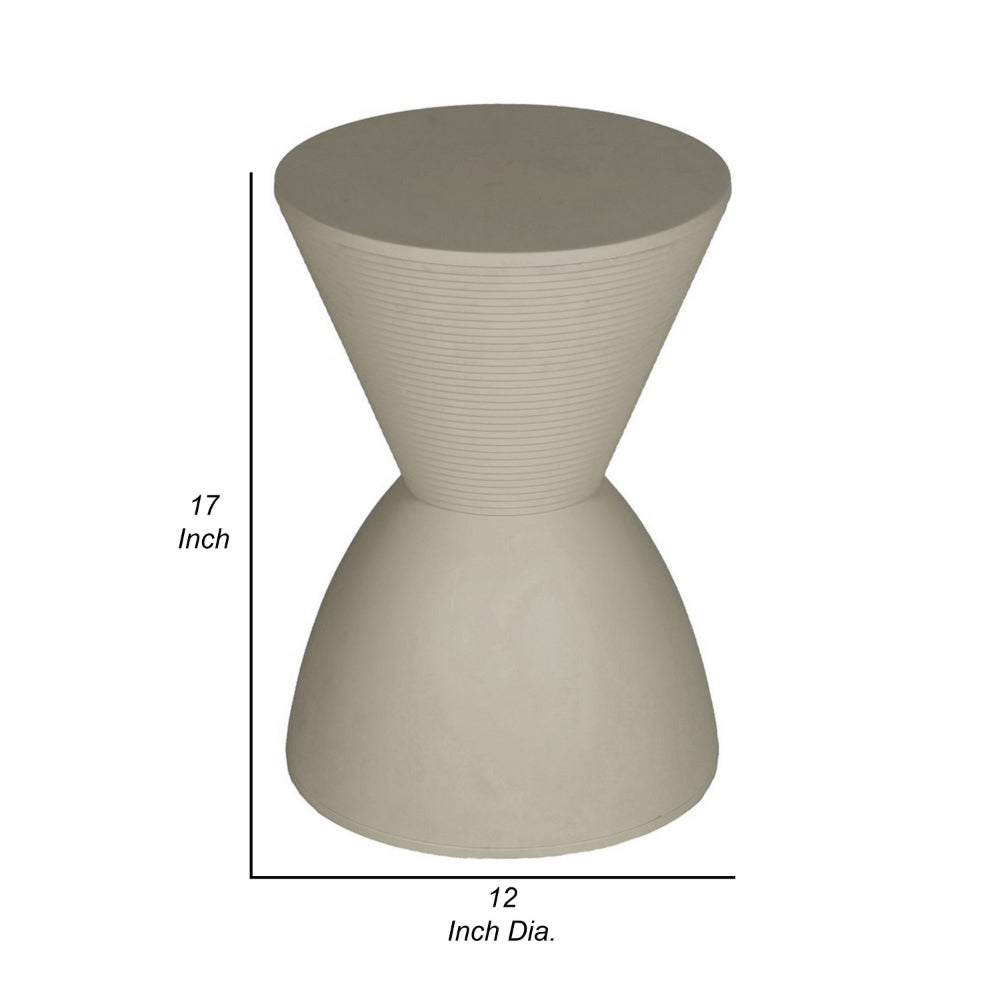 Benjara Niya 17 Inch Side End Table, Round Top, Pedestal Base, Indoor Outdoor, Gray