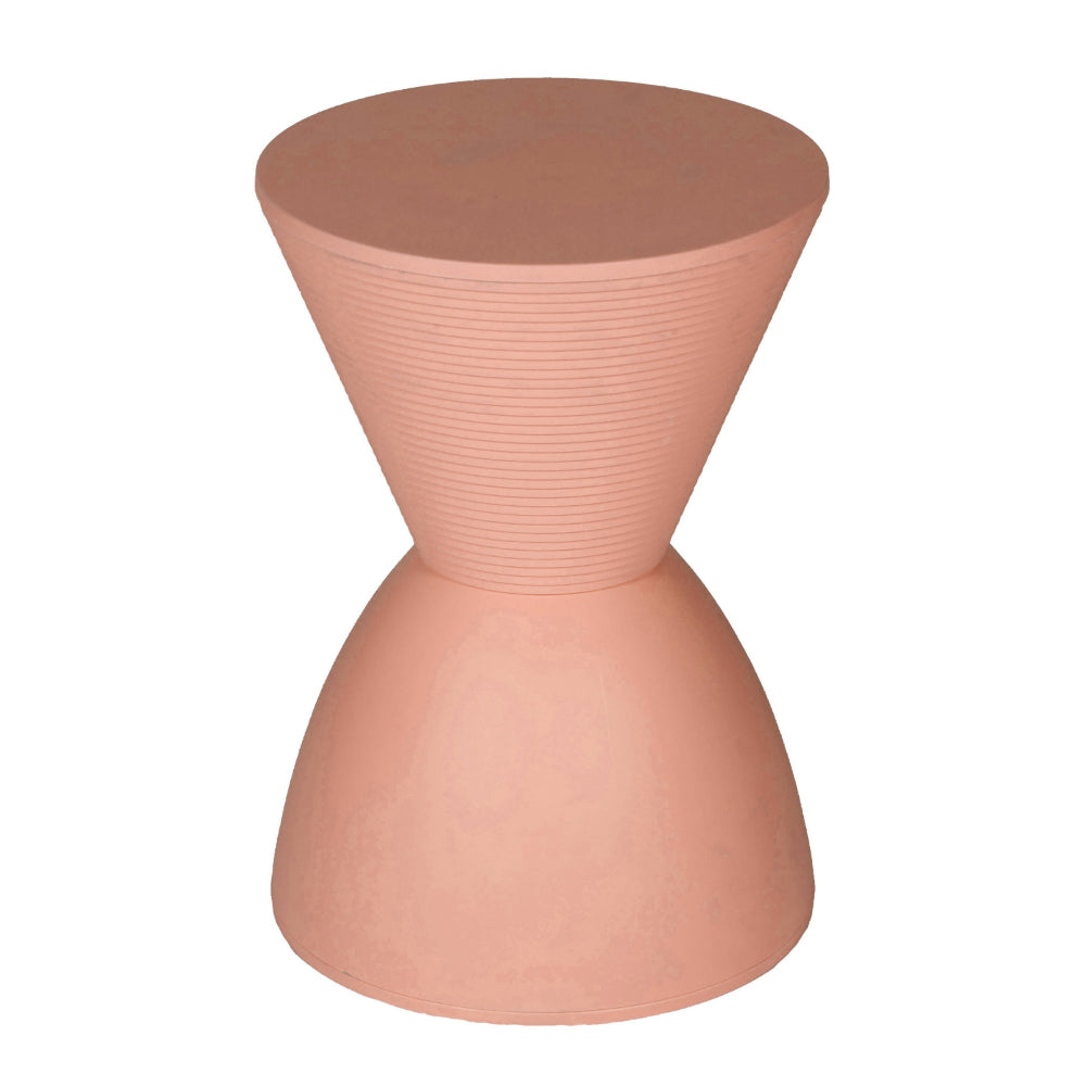 Benjara Niya 17 Inch Side End Table, Round Top, Pedestal Base, Indoor Outdoor, Pink