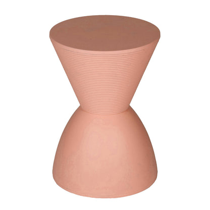Benjara Niya 17 Inch Side End Table, Round Top, Pedestal Base, Indoor Outdoor, Pink