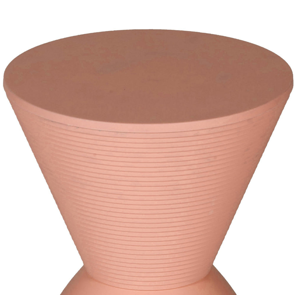 Benjara Niya 17 Inch Side End Table, Round Top, Pedestal Base, Indoor Outdoor, Pink
