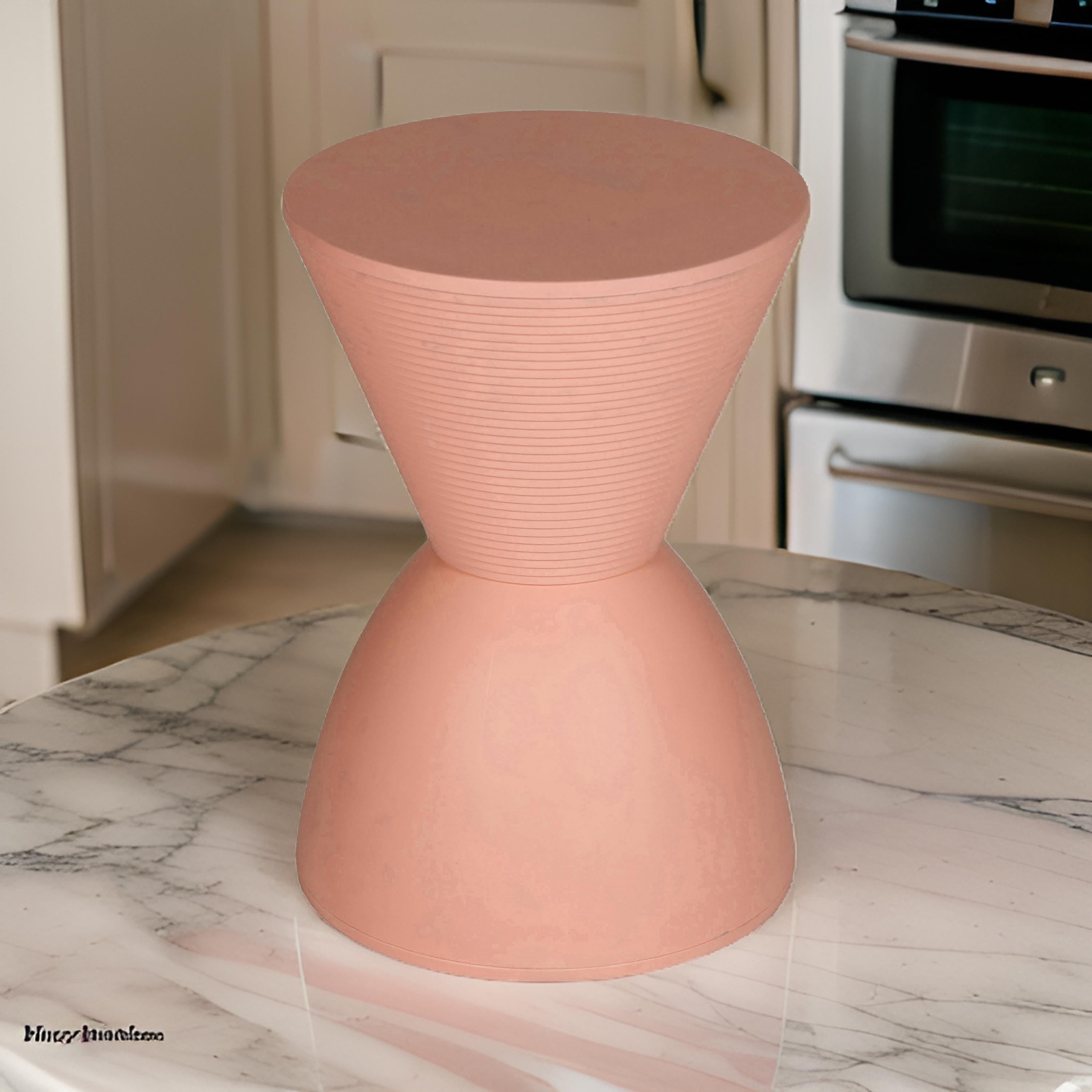Benjara Niya 17 Inch Side End Table, Round Top, Pedestal Base, Indoor Outdoor, Pink