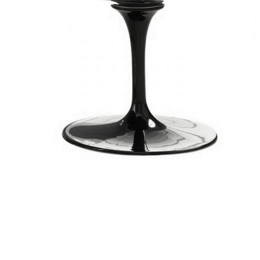 Benjara Sufi 27 Inch Swivel Dining Armchair, Unique Artisan Shape, Black Round Base